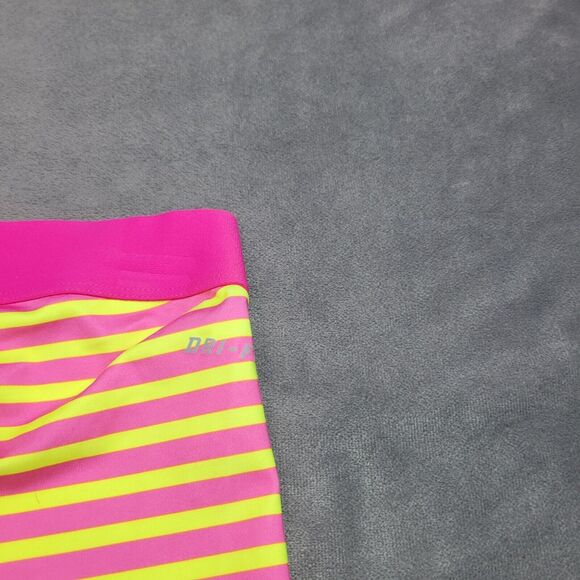 Nike Pro XS Womens Dri-Fit Pink & Yellow Striped Compression Capris - Picture 10 of 16